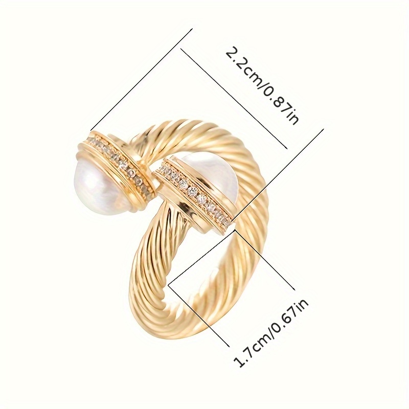 Adjustable Open Ring for Women Geometric Zirconia Platinum Plated Copper